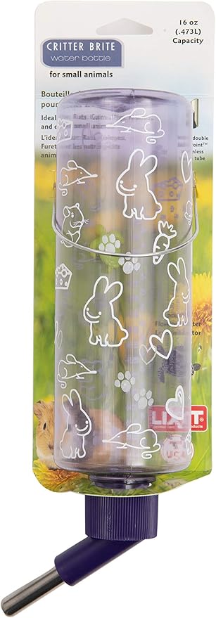 Lixit® Critter Bright Water Bottles for Hamsters, Rabbits, Chinchillas, Ferrets, Guinea Pigs and Other Small Animals - Made in USA (Blue (Pack of 1), 16 Ounce)