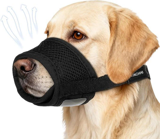 Soft Dog Muzzle for Anti Biting & Barking – Secure & Breathable Mesh Mouth Guard for Grooming, Vet Visits, and Walks - Fits Small, Medium, Large Sized Dogs (Black-S)