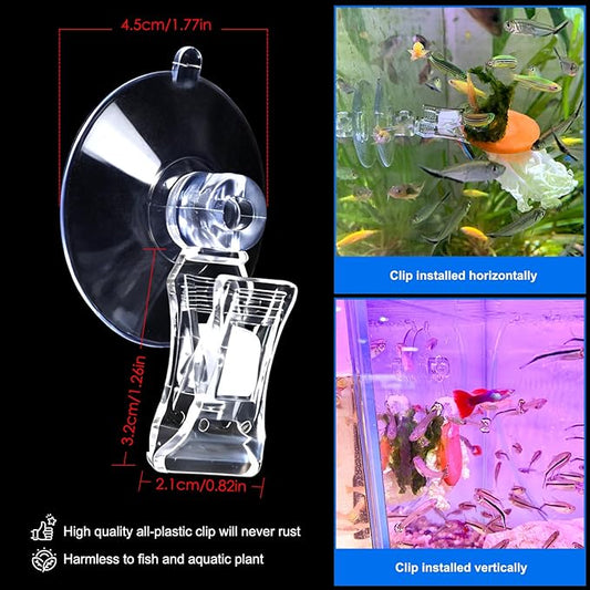 6pcs Aquarium Suction Cup Clips Seaweed Clip for Saltwater Fish Tank Veggie Feeder clamp Plant Holder nori Clip Saltwater Aquarium Tool Fish Tank Accessories
