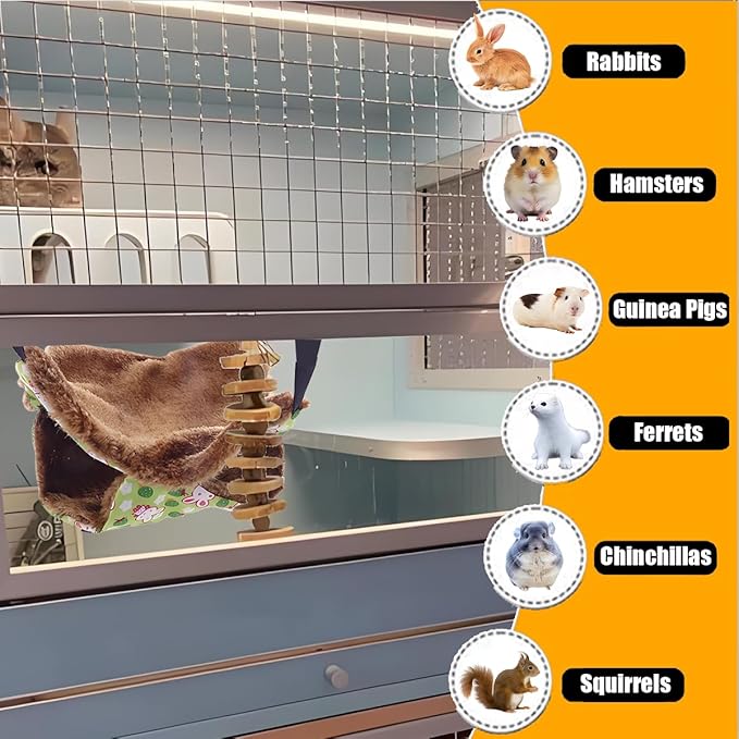 Ferret Rat Hammock Hamster for Cage - Large Soft Guinea Pig Hideout Bed, Chinchilla Hammock, for Small Animals,GuineaPig,Ferret,Kitten,Squirrel,Chinchilla,Rat,Parrot (Hammock-Green)