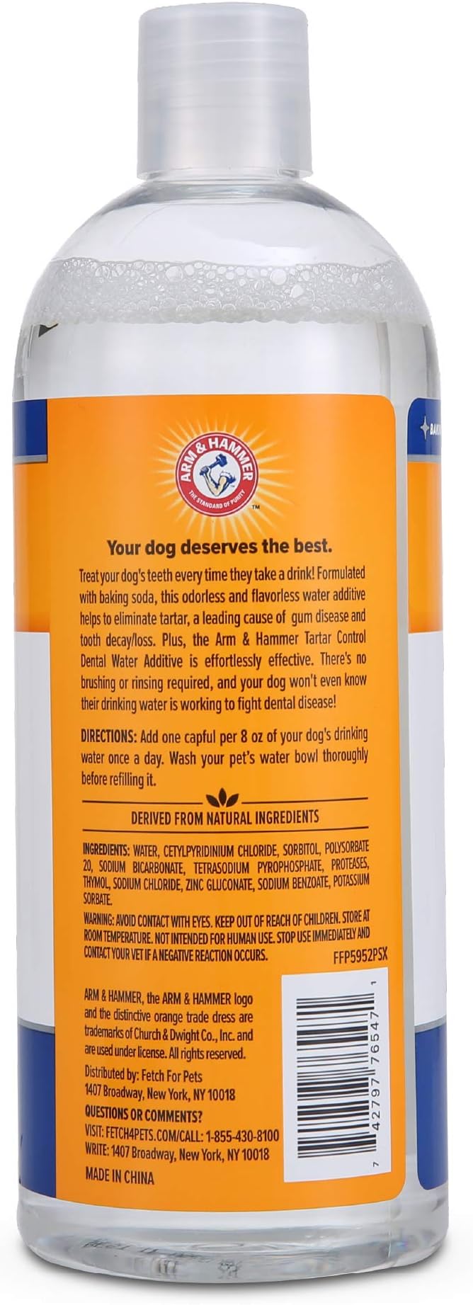 Arm & Hammer Clinical Care Dental Rinse for Adult Dogs, Odorless Flavorless Water Additive for Daily Plaque, Tartar, and Bad Breath Control, Baking Soda Enhanced Formula, 16 Fl Oz - 24 Pack
