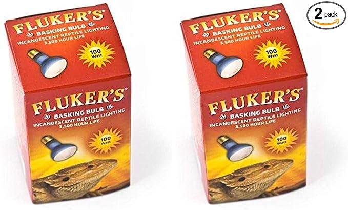 Fluker's Incandescent Basking Spotlight Bulbs for Reptiles Tanks,Reptile Heat Lamp Bulbs for Infrared Light,100-Watt,(Pack of 2)