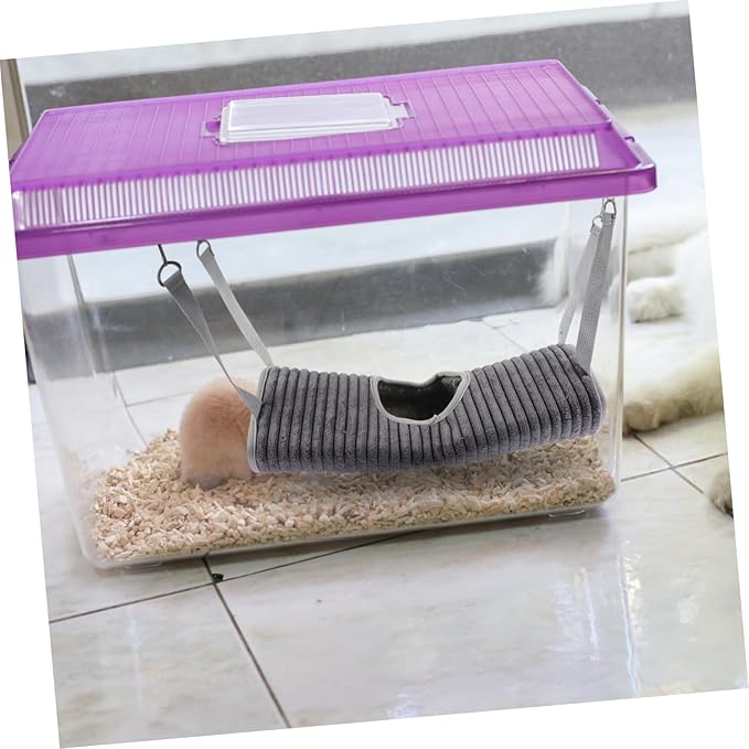 Small Pet Hanging Hammock Tunnel for Ferrets and Hamsters Grey Plush Warm Bed with Funny Tube Design Easy to Install Cage for Rest Play and Sleep