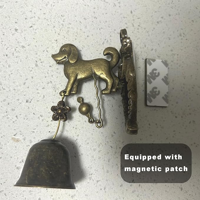 Vintage Metal Doorbell Animal Figure Decorative Doorbell Dog Shape Decoration Hanging Bell for Yard or Garden Decorative Retro Style Lovely Dog Hand Bell Antique Style Shopkeepers Door Bell