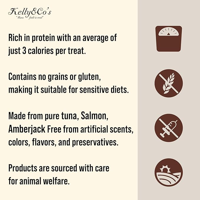 KELLY & CO'S Freeze Dried Cat Treats Made from a Single Ingredient. Grain Free, high Protein Healthy cat Treats (1.4 oz x 4 Packs) Minimally Processed Indulgent Treat (Fish Trio)