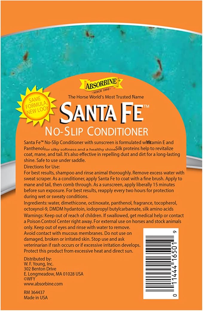 Absorbine Santa Fe Coat Conditioner & Sunscreen, Non-Slippery Formula, 32oz Spray