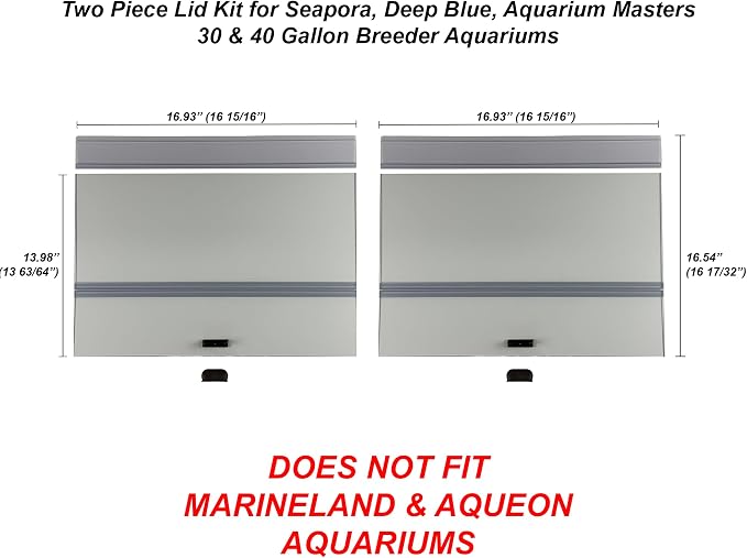 H2Pro Glass Canopy Aquarium Lid for Fresh & Saltwater Fish Tanks (S36GT for Seapora 30 & 40 Breeder Aquariums)