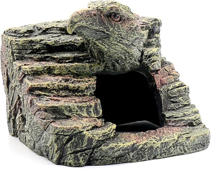 Reptile Rock Basking Platform, Gecko Hide Cave Hiding Place, Snake Cave and Hides for Reptiles, Amphibians, and Small Animals, Lizards (Type-D（Small）)