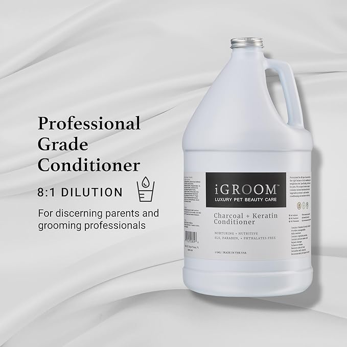 iGroom Charcoal Keratin Dog Conditioner, Luxury Pet Beauty Care, Repairs Enhances Adds Moisture, Made in USA, Summer Fig, 16oz