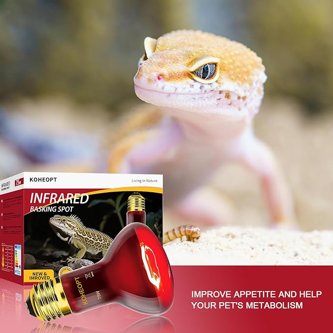 75W Reptile Heat Lamp Bulb, Infrared Heat Emitter Red Heat Lamp for Reptile Amphibian, Infrared Basking Spot Light Bulb,Red Heat Lamp for Chickens、Lizards、Snakes、Turtles 2-Pack