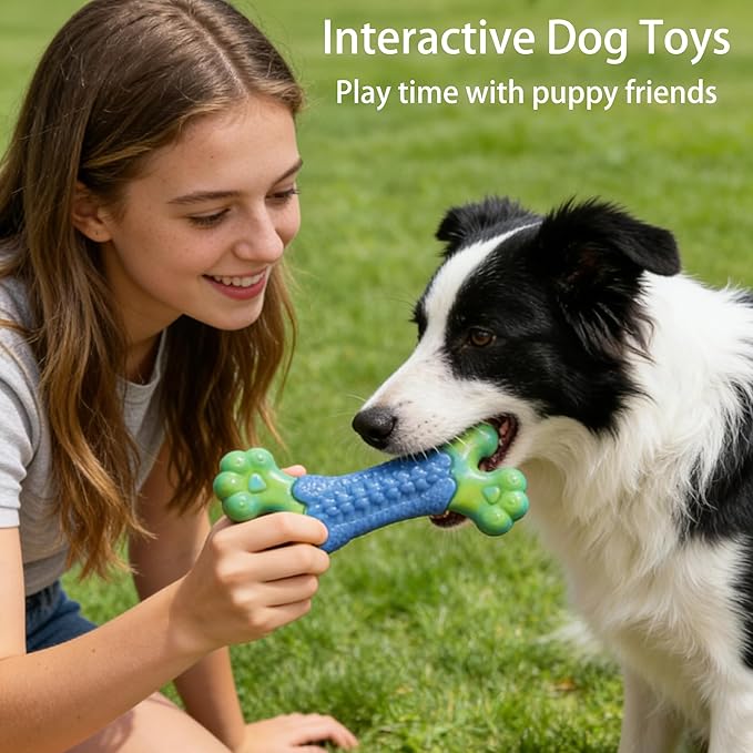 Tough Dog Toys for Aggressive Chewers, Dog Chew Bone,Indestructible Chew Toys for Medium Large Breed, Nylon Durable Chew Toy for Teeth Cleaning,Training,Bacon Flavor