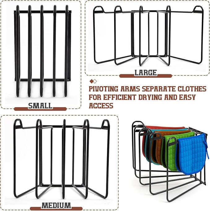 Heavy Duty Saddle Pad Rack Horse Blanket Rack with 5 Hanging Arms 180 Degree Swing Out for Heavy Duty Saddle Pad, Horse Blanket Supplies 250 Pounds