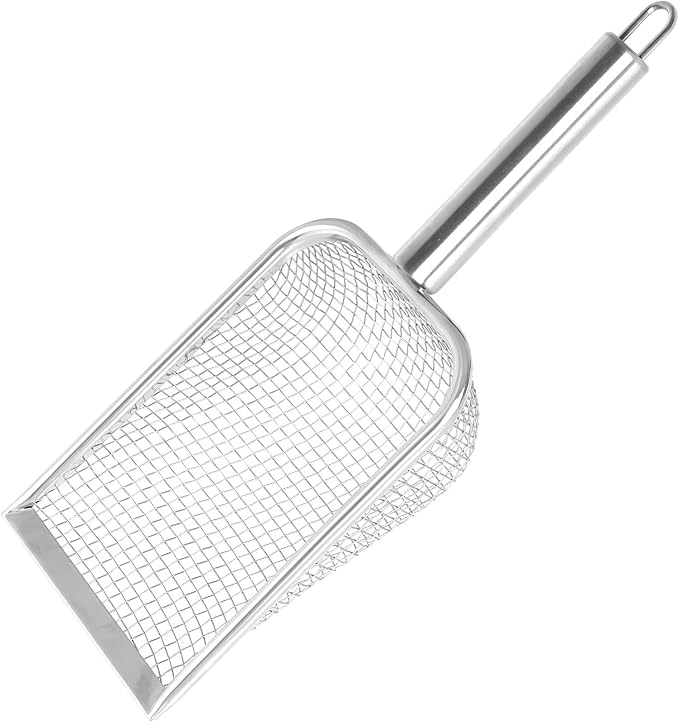 SUMERSHA Cat Litter Scoop Stainless Steel Mesh Scooper for Litter Box Kitten Pooper Lifter, Beach Mesh Shovel for Shell Collecting