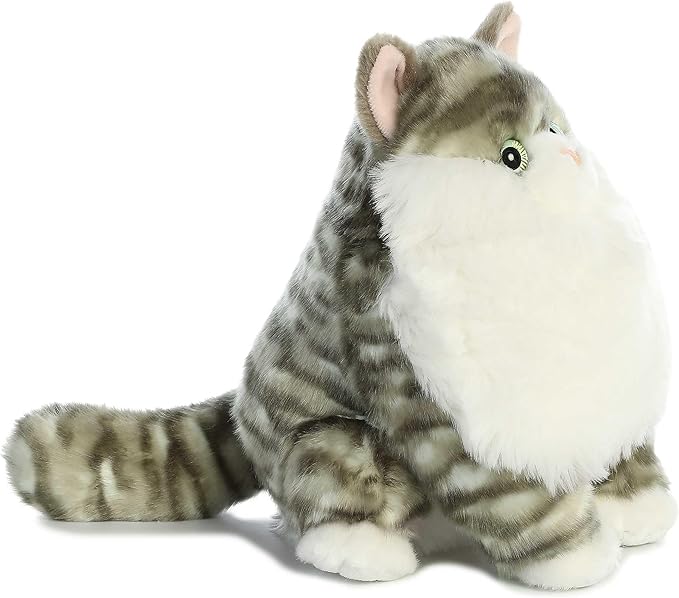 Aurora® Charming Fat Cats™ Dumpling Tabby™ Stuffed Animal - Cuddly Companions - Aesthetic Appeal - Gray 9 Inches