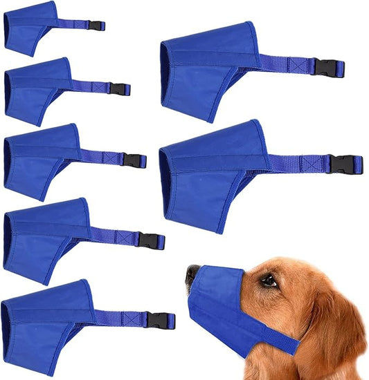 Dog Muzzles Suit, 7 PCS Adjustable Breathable Safety Small Medium Large Extra Dog Muzzles for Anti-Biting Anti-Barking Anti-Chewing Safety Protection (Blue)