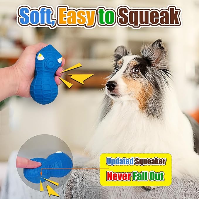HOLYSTEED Latex Squeaky Dog Toys for Medium Dogs – Natural Latex Squeaky Balls for Dogs, Soft Rubber Dog Squeak Toys with Squeaker, Interactive Fun for Indoor & Outdoor Play
