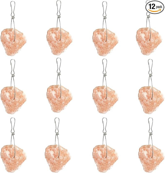 PINVNBY 12 Pieces Rabbit Himalayan Salt Lick Block,Pink Small Pets Natural Mineral Salts Blocks with Hook Hanging Small Animals Treat Chew Toys for Rabbits Horses Bunny