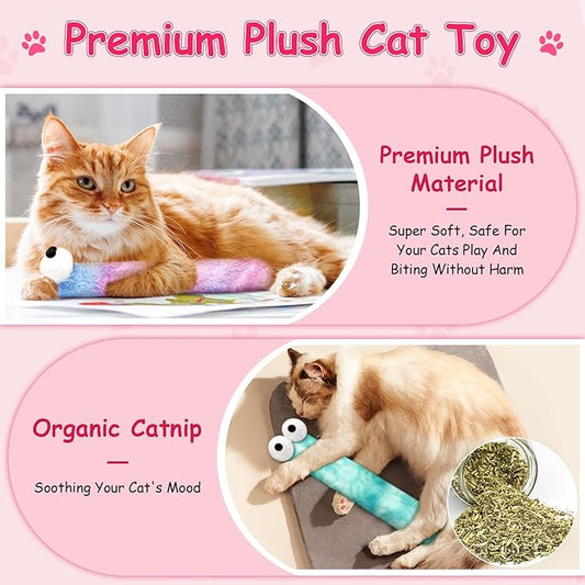 Cat Toys Pillows, 3 Pack Cat Kicker Toy for Kittens and Adult Cats, Soft and Durable with Catnip Inside, Interactive Catnip Toys for Anxiety Relief and Promotes Exercise (12.6 Inches)