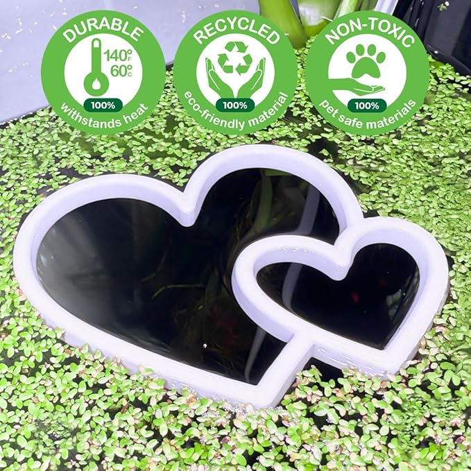 Fish Feeding Portals for Betta & Aquariums | Floating Food Rings & Breathing Windows (Multiple Shapes & Colors) (Heart - Black)
