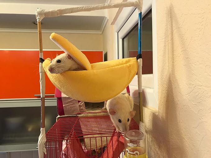 Banana bed for Hamster House for Hamsters Less Than 4 inches 10 cm in Length Pet Hammock Dutch Pig Hedgehog Rat Guinea Habitat Chinchilla sugar glider Hamster Accessories Toys Outfits(Small 8 Inch)