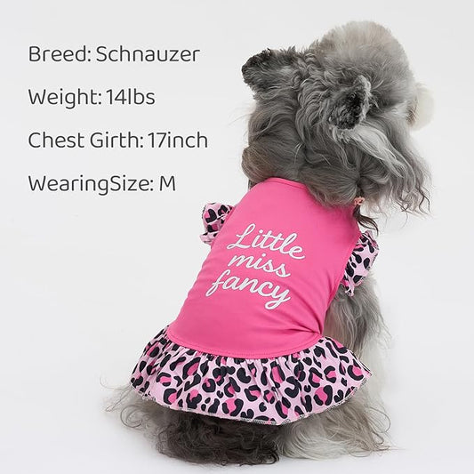 XPUDAC 4 Pack Cute Dog Dress for Small Dog, Floral Puppy Dress Sweet Girl Pet Skirt Outfits Colorful for Birthday Holiday Spring Summer Pet Clothes for Girls, L