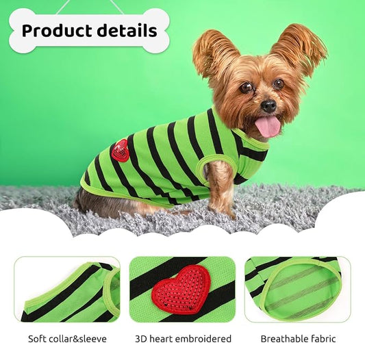 Dog Shirts for Extra-Small Dogs, Striped T-Shirts Pets Vest Pet Apparel Tee Shirts Dog Tank Top Spring Summer Suitable for Chihuahua French Bulldog Bichon Shih Tzu