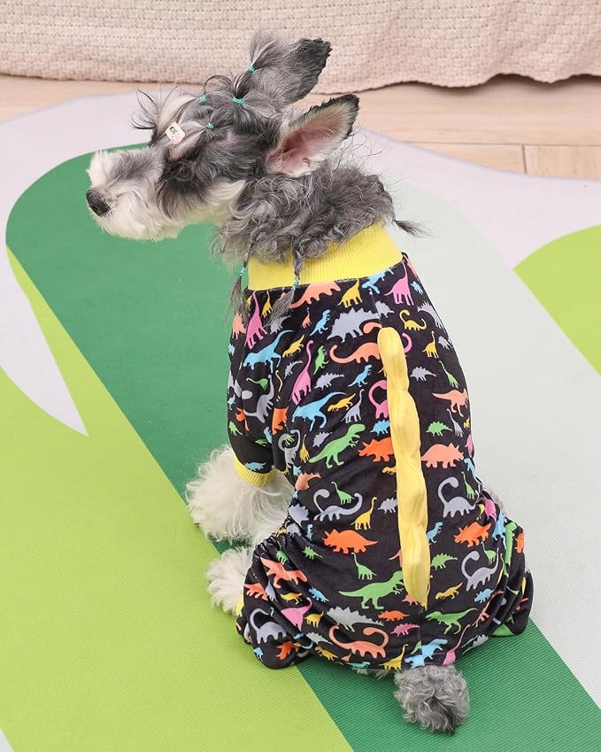 CuteBone Dinosaur Costume Dog Pajamas, Stretchy Spandex Crystal Velvet Sleepwear Coat for Small Dogs, Soft & Warm Pet Outfit Clothes for Cold Weather, Cozy Pullover Design COSP01M