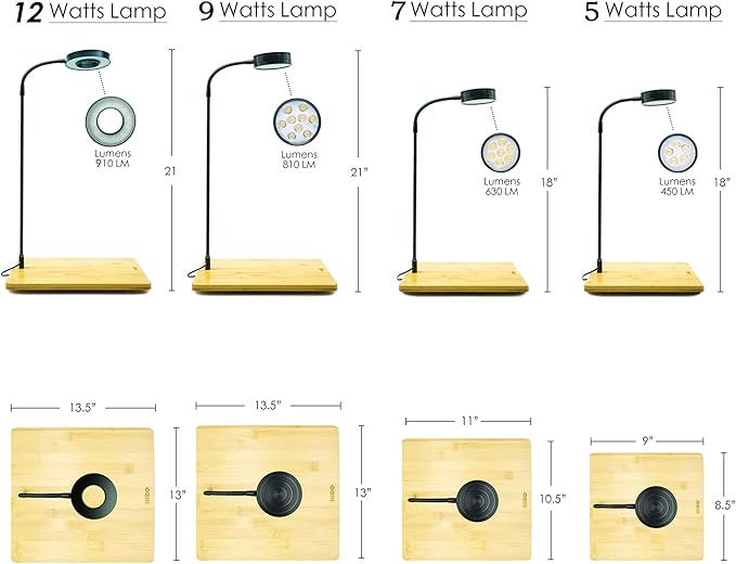 Full Spectrum LED Light with Bamboo Board, Fits Aquarium Nano Tank, Betta Fish Tank, Potted Plants, Succulents, Miniature Landscape – 5W