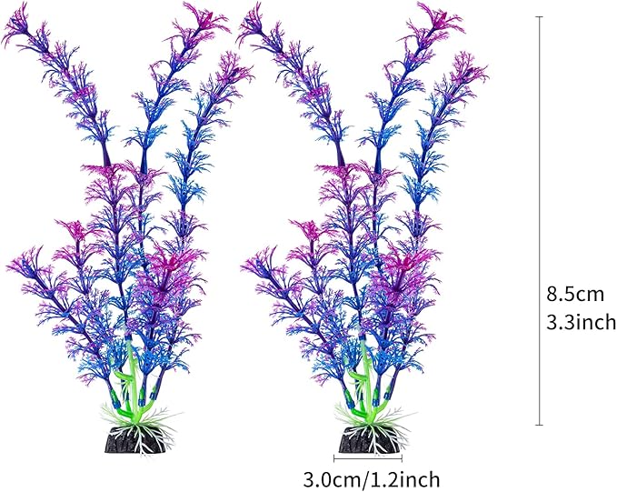 COMSUN 10 Pack Artificial Aquarium Plants, Small Size 4 inch Approximate Height Fish Tank Decorations Home Décor Plastic Blue
