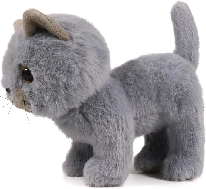 Ice King Bear Fluffy Little Cat Stuffed Animal Small Plush Toy 6 Inches (Gray)