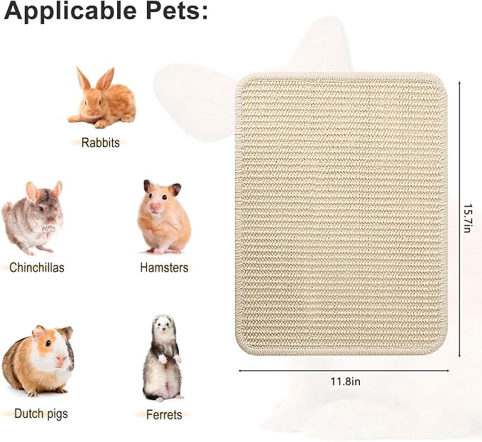 Bunny Scratching Pad for Rabbit: 2pcs Natural Sisal Mats for Small Animal,Claws & Teeth Care for Rabbit,Chew Toys for Grinding or Bedding for Sleeping Indoor