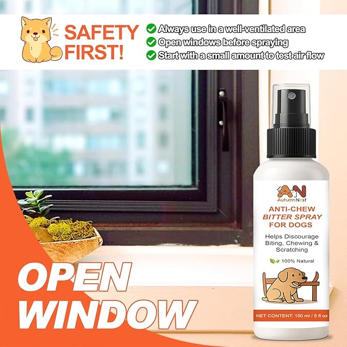 Anti-Chew & No-Go Dog Spray – 150ml Large Bottle – Helps Deter Chewing, Biting & Scratching – Safe for Furniture, Shoes & Carpets – Natural Bitter Formula for Dogs & Puppies
