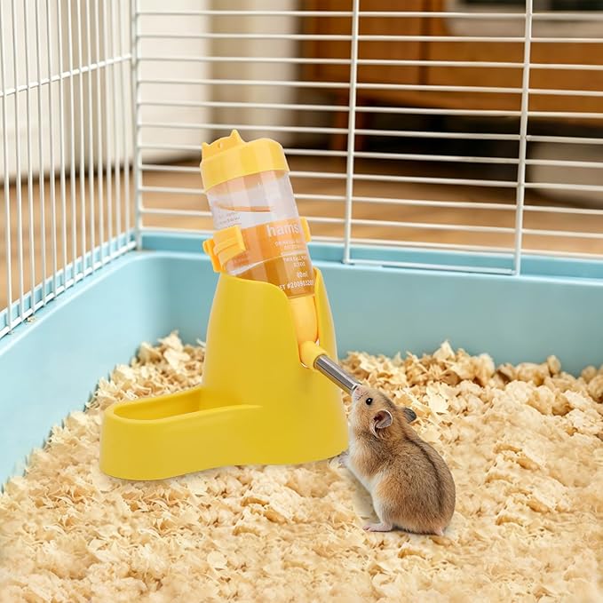 Litewoo 3 in 1 Hamster Water Bottle Small Animal Water Bottle with Food Container Base Hut Hanging Pet Automatic Feeding Drinking Dispenser for Dwarf Hamster Rats Mouse Gerbil Mice