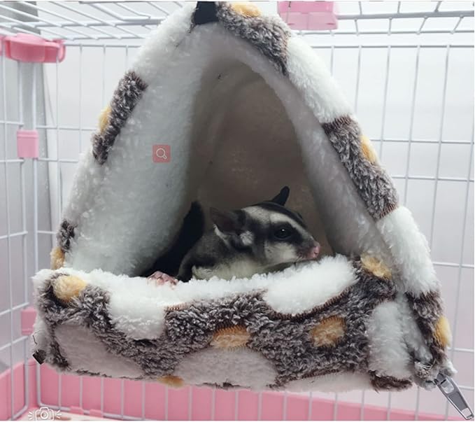 2 Pieces Small Pet Cage Hammock Guinea Pig Bed Hideout, Warm Rat Hammock Bed Bunkbed Sugar Glider Hammock Guinea Pig Cage Accessories Bedding for Squirrel Rat Hedgehog Chinchilla Nest Tent (Coffee)
