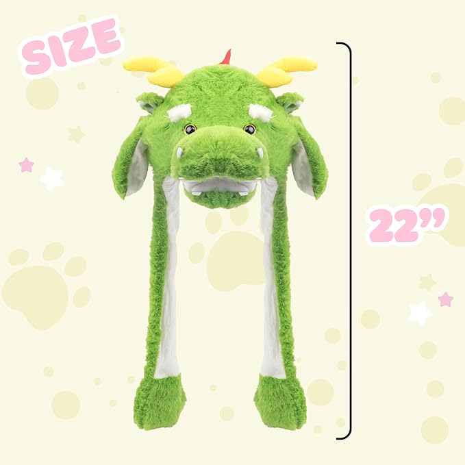 Bubblepompom Animal Hat with Ears Moving Jumping Pop Up Beating Hat Plush Holiday Cosplay Dress Up Funny Gift for Kids