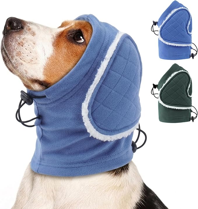 Dog Ear Protection - Adjustable Dog Ear wrap, Warm Dog Calming Hoodie with Sound-Absorbing Pads, Anxiety Relief, Dogs Ear Covers for Noise, Firework, Drying, Grooming, Outdoor (Blue, XL)