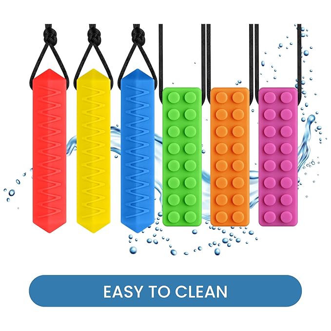 Sensory Chew Necklaces for Autistic Chewers, Food-Grade Silicone Oral Motor Chew Toys & Hand Fidgets for Autism, ADHD, SPD, Anxiety or Special Needs