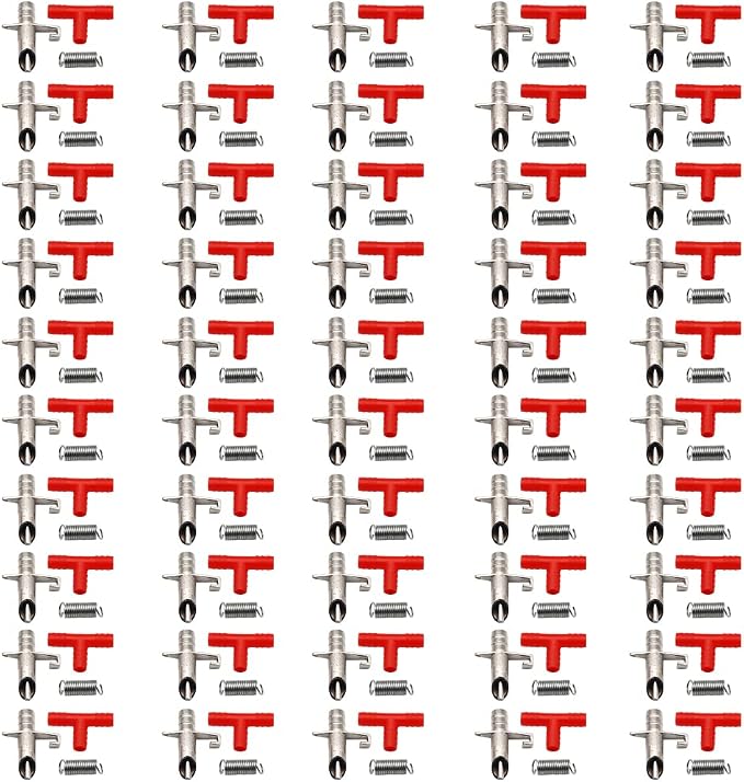 50PCS Automatic Water Rabbit Nipple Drinker Feeders for Rabbit Guinea Pig Ferret Rat Mouse Poultry Watering System (Red)