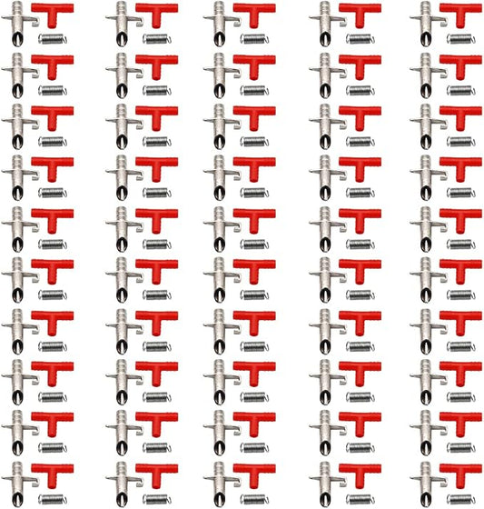 50PCS Automatic Water Rabbit Nipple Drinker Feeders for Rabbit Guinea Pig Ferret Rat Mouse Poultry Watering System (Red)
