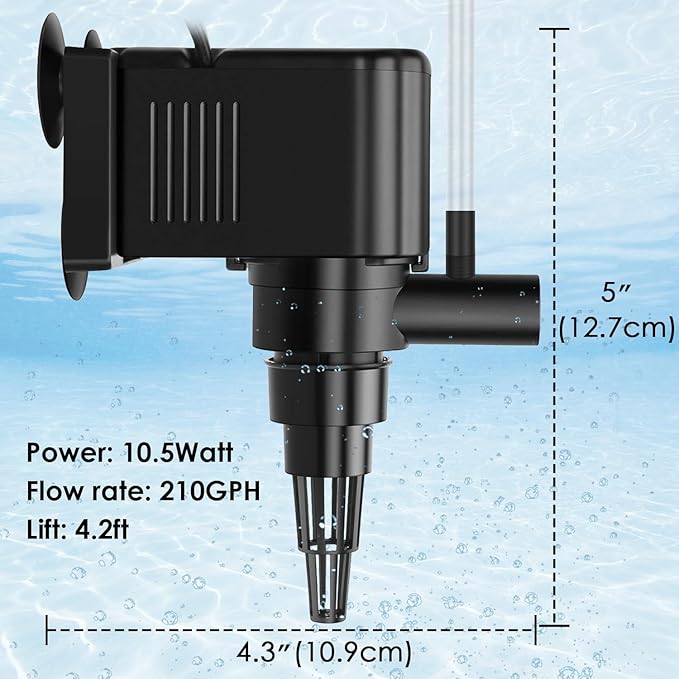 AquaMiracle Aquarium Powerhead Pump Circulating Water Pump 210 GPH for 40-60 Gallon Aquariums with Aerating Features