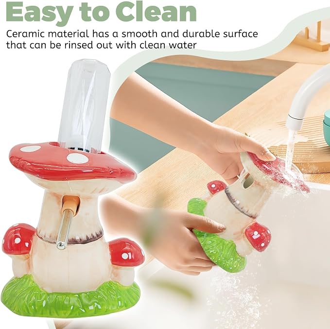 PINVNBY Hamster Water Bottle No Drip Ceramic Automatic Gerbil Water Bottle 80ML Water Dispenser with Mushroom Stand Holder for Gerbils Syrian Hamsters Dwarf Hamsters Mice (Red)