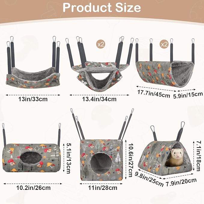 Ferret Hammock 8 Pack Guinea Pig Hammock Washable Rat Chinchilla Hammock Hamster Cage Accessories Cozy Ferret Bed Toys for Small Animals Pet Sugar Glider