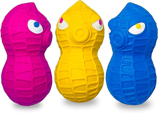 HOLYSTEED Squeaky Dog Toys for Small Dogs- Natural Latex Squeaky Dog Balls for Puppies & Mini Dogs | Soft, Safe & Interactive, Chew Toys Peanut | Indoor & Outdoor Fetch Play