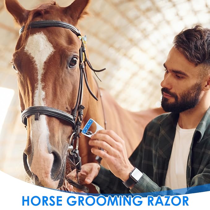 6 PCS Disposable Horse Grooming Razors, Stainless Steel Blade Detail Trimmers for Mane/Tail & Face Whiskers, Handheld Single‑Use Grooming Tools for Equine Care