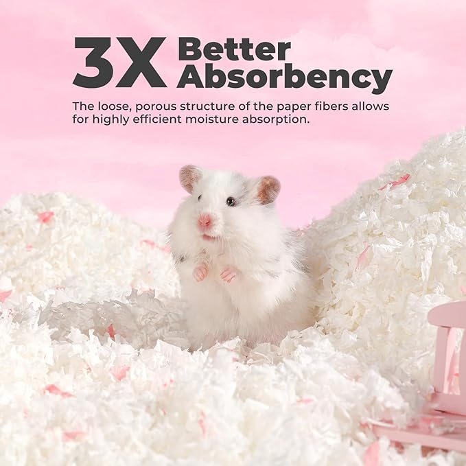 Hamster Bedding: Odor Control and Dust-Free Moisture Absorbent Natural Paper Small Pet Bedding - for Hamsters, Pigs, Guinea and Rabbits, 12 Liters