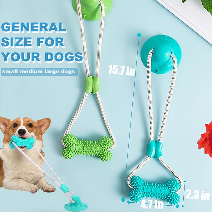 Dog Chew Suction Cup Tug of War Toy, Interactive Dog Toy, Puppy Teething Toys, Chew Toy(Green)