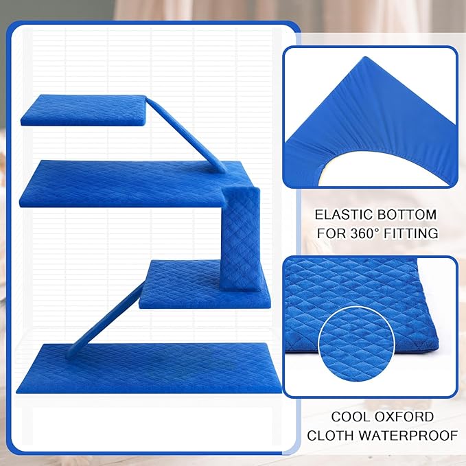 Beeveer 7 Pcs Winter Ferret Cage Liner Set Washable Ferret Pads Bedding Cage Accessories for Small Animals Hamster Rats Chinchillas Hedgehogs Guinea, Stain-Resistant Material(Blue)