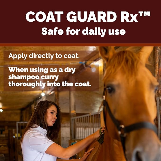 Extra Large. 2 Lbs. Coat Guard Rx™ Coat, Tail, Mane Powder for Horses - Rain Rot, Sweet Itch, Treatment & Dry Shampoo for Horses.