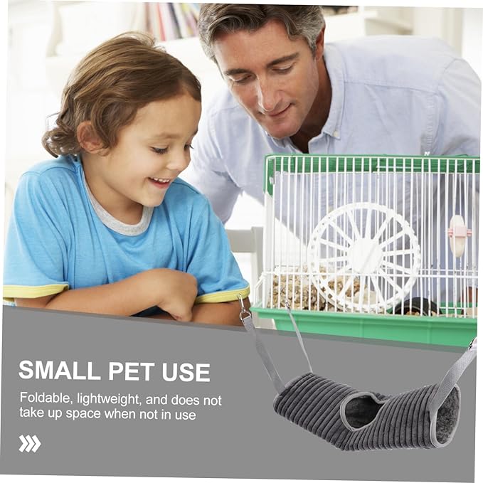 ORFOFE Small Pets Hammock Tunnel Bed Cozy Grey Hanging Plaything for Ferrets Hamsters and Breathable Wear Comfortable Pet Hideaway for Daily Fun and Relaxation