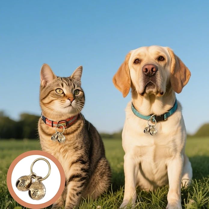 Styquenzer Copper Bell for Dog Collar, 4 PCS Brass Dog Bells Extra Loud Collar Bell for Pet Tracking Anti Lost Training Pets Pendant Accessories Anti Theft Bells for Little Dogs & Cats